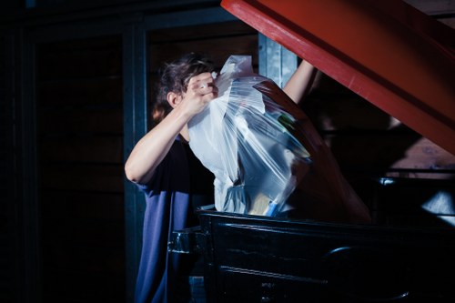Waste removal truck in action